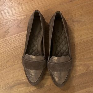 Birdies Brown Suede and Gold Loafers